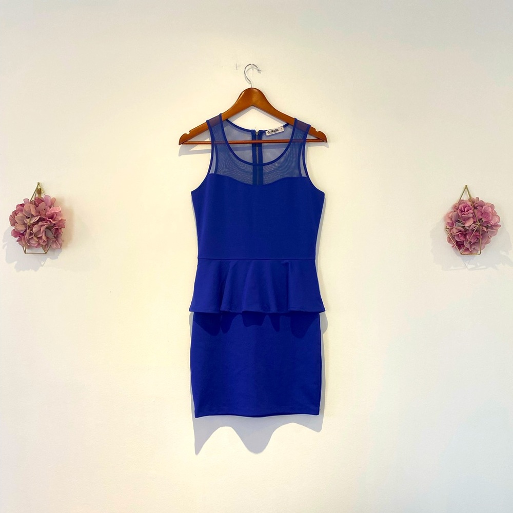 Garage- Peplum Dress in Deep Blue